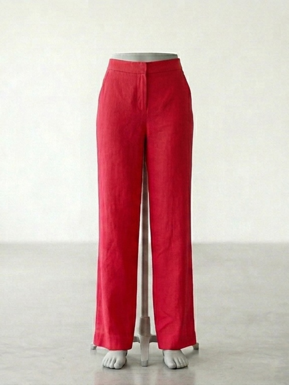 Women's ZARA High-Rise Wide-Leg Pants - Red